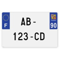 Plaques d'immatriculation MOTO CYCLO plexiglass - 21x13cm - 90 - Territoire-de-Belfort