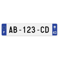 Plaques d'immatriculation VOITURE aluminium - 52x11cm - 43 - Haute-Loire