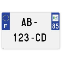 Plaques d'immatriculation MOTO CYCLO plexiglass - 21x13cm - 85 - Vendée