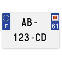 Plaques d'immatriculation MOTO CYCLO plexiglass - 21x13cm - 61 - Orne