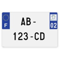 Plaques d'immatriculation MOTO CYCLO plexiglass - 21x13cm - 02 - Aisne