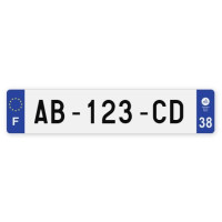 Plaques d'immatriculation VOITURE plexiglass - 52x11cm - 38 - Isère