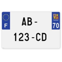 Plaques d'immatriculation MOTO CYCLO plexiglass - 21x13cm - 70 - Haute-Saône