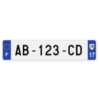 Plaques d'immatriculation VOITURE plexiglass - 52x11cm - 17 - Charente-Maritime