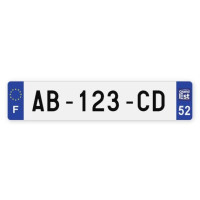 Plaques d'immatriculation VOITURE plexiglass - 52x11cm - 52 - Haute-Marne