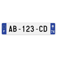 Plaques d'immatriculation VOITURE plexiglass - 52x11cm - 74 - Haute-Savoie