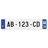 Plaques d'immatriculation VOITURE aluminium - 52x11cm - 36 - Indre