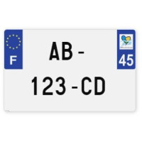 Plaques d'immatriculation MOTO CYCLO plexiglass - 21x13cm - 45 - Loiret