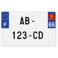 Plaques d'immatriculation MOTO CYCLO plexiglass - 21x13cm - 66 - Pyrénées-Orientales