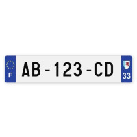 Plaques d'immatriculation VOITURE plexiglass - 52x11cm - 33 - Gironde