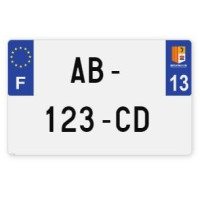 Plaques d'immatriculation MOTO CYCLO plexiglass - 21x13cm - 13 - Bouches-du-Rhône