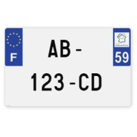 Plaques d'immatriculation MOTO CYCLO plexiglass - 21x13cm - 59 - Nord