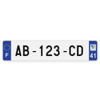 Plaques d'immatriculation VOITURE aluminium - 52x11cm - 41 - Loir-et-Cher