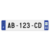 Plaques d'immatriculation VOITURE aluminium - 52x11cm - 85 - Vendée