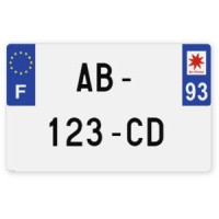Plaques d'immatriculation MOTO CYCLO plexiglass - 21x13cm - 93 - Seine-Saint-Denis