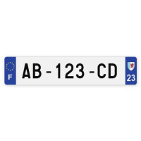 Plaques d'immatriculation VOITURE plexiglass - 52x11cm - 23 - Creuse
