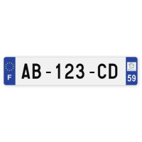 Plaques d'immatriculation VOITURE plexiglass - 52x11cm - 59 - Nord
