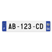 Plaques d'immatriculation VOITURE plexiglass - 52x11cm - 56 - Morbihan