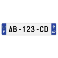 Plaques d'immatriculation VOITURE plexiglass - 52x11cm - 42 - Loire