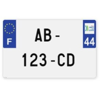 Plaques d'immatriculation MOTO CYCLO plexiglass - 21x13cm - 44 - Loire-Atlantique