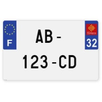 Plaques d'immatriculation MOTO CYCLO plexiglass - 21x13cm - 32 - Gers