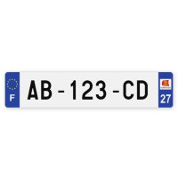 Plaques d'immatriculation VOITURE plexiglass - 52x11cm - 27 - Eure