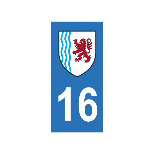 Lot De 4 Autocollants Plaque Immatriculation – Département 16 Charente, Région Nouvelle-Aquitaine – Format Officiel 45x100 Mm – Fabriqué En France