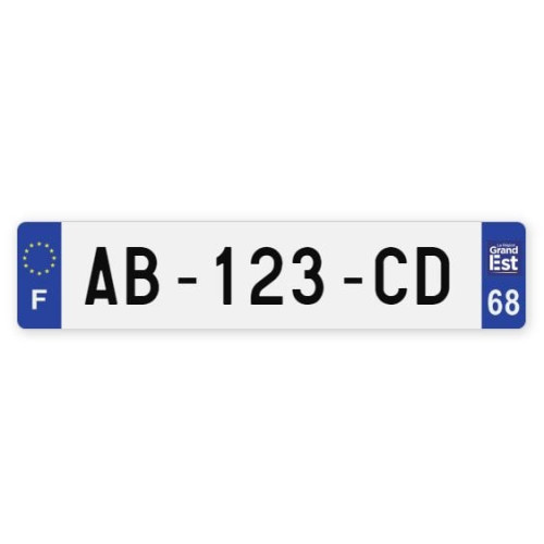 Plaque d'immatriculation HautRhin (68) pour voiture en 52x11cm