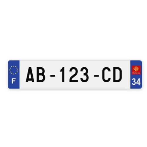 Plaque d'immatriculation Hérault (34) pour voiture en 52x11cm
