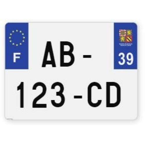 Plaque d'immatriculation Jura (39) pour 4X4 en 27,5x20cm Emmat