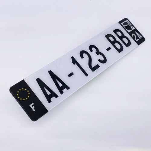 Plaque Voiture Côtés Noirs (Non Homologuée) ref.52X11PCN